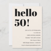 Invitation Audacieuse Typographie ivoire Moderne 50ème annive (Devant)