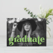 Invitation Audacieuse Typographie Lime Green Photo Graduation (Debout devant)