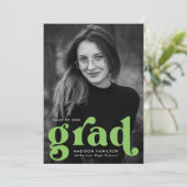 Invitation Audacieuse Typographie Lime Green Photo Graduation (Debout devant)