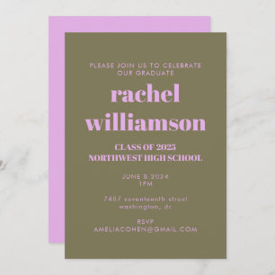 Invitation Audacieuse Typographie Olive et Lilac Graduation P
