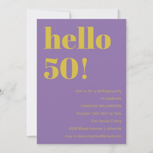 Invitation Audacieuse Typographie violet jaune moderne Annive (Devant)