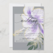 Invitation Audacieux Améthyste Purple Floral Mariage (Devant)