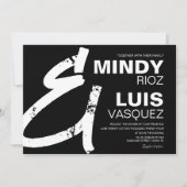 Invitation AUDACIEUX AMPERSAND Grunge Script Mariage noir (Devant)