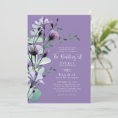 Invitation Audacieux Dusty Purple Aquarelle Florale Boho Mari (Debout devant)