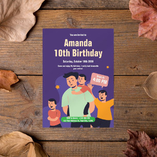 Invitation Audacieux et amusant Famille Anniversaire Invitati