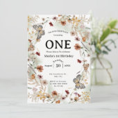 Invitation Audacieux Fleur sauvage Rustique Floral Baby Anniv (Debout devant)