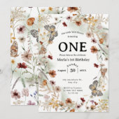 Invitation Audacieux Fleur sauvage Rustique Floral Baby Anniv (Devant / Derrière)
