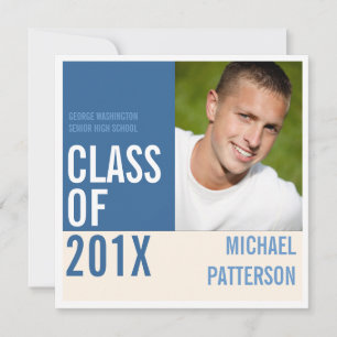 Invitation Audacieux Moderne Guy Graduation Party Photo Invit