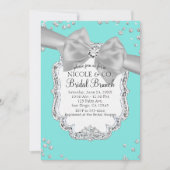 Invitation Audrey Blue Big White Bow Diamonds Fête des mariée (Devant)