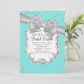 Invitation Audrey Blue Big White Bow Diamonds Fête des mariée (Debout devant)