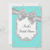 Invitation Audrey Blue Big White Bow Diamonds Fête des mariée (Dos)