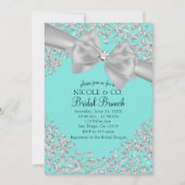 Invitation Audrey Blue Big White Bow Diamonds Fête des mariée (Devant)