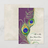 Invitation Audrey Jeanne Peacock Escorte en damassé pourpre (Devant / Derrière)