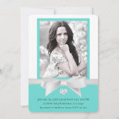 Invitation Audrey Turquoise Bow Fête des mariées moderne Phot (Dos)