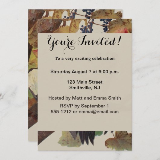 Invitation Audubon Peinture d'Oiseaux Pic Pilé (Devant / Derrière)