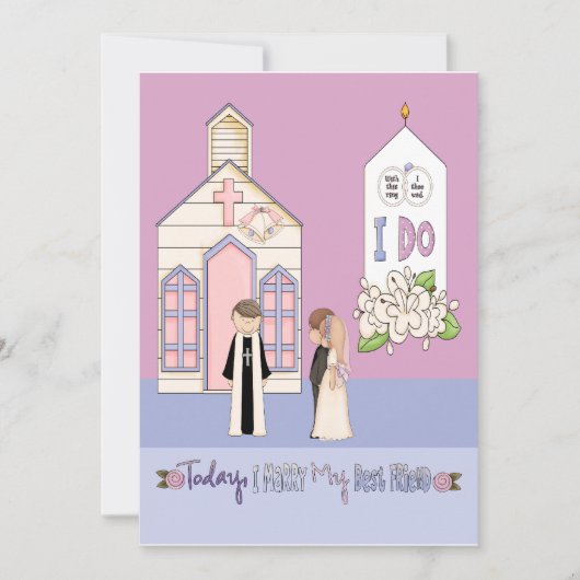 Invitation Aujourd'hui j'épouse ma meilleure amie (Devant)