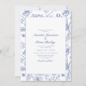 Invitation AURELIA Chinoiserie Blue Victorian Floral Mariage (Devant)