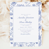 Invitation AURELIA Chinoiserie Blue Victorian Floral Mariage
