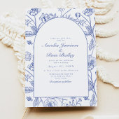 Invitation AURELIA Chinoiserie Blue Victorian Floral Mariage