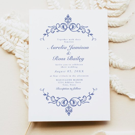 Invitation AURELIA Chinoiserie Blue Victorian Floral Mariage