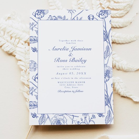 Invitation AURELIA Chinoiserie Blue Victorian Floral Mariage