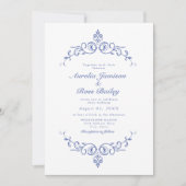 Invitation AURELIA Chinoiserie Blue Victorian Floral Mariage (Devant)