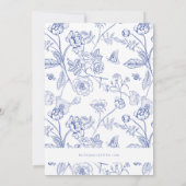 Invitation AURELIA Chinoiserie Blue Victorian Floral Mariage (Dos)