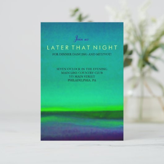 Invitation AURORA BOREALIS Bar Bat mitzvah Party Card (Debout devant)