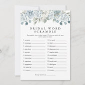 Invitation AUSHA Dusty Blue Word Scramble Fête des mariées Je (Devant)