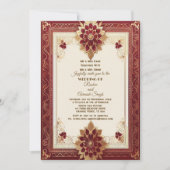 Invitation Auspicious Gold Ornate Floral Maroon Grand Indian (Devant)