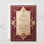 Invitation Auspicious Lord Ganesha Floral Maroon Grand Indian (Devant)