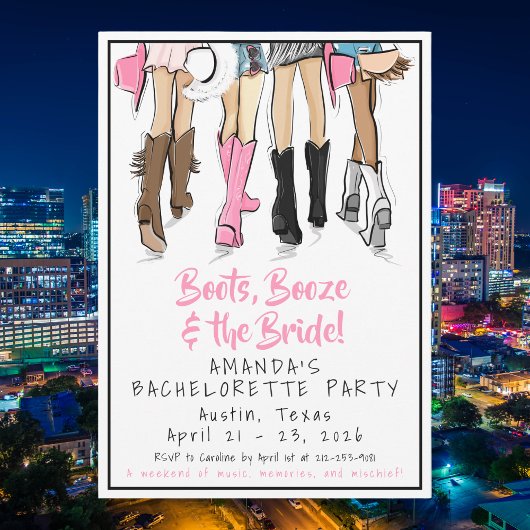 Invitation Austin Bachelorette Party Boots & Besties