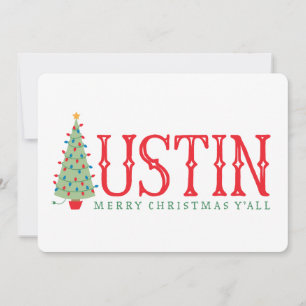 Invitation Austin Texas Merry Christmas Tree Card ou Invitati
