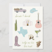 Invitation Austin, Texas, réservez la date avec dessins (Devant)