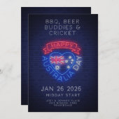 Invitation Australia Day Aussie Neon National Public Holiday (Devant / Derrière)