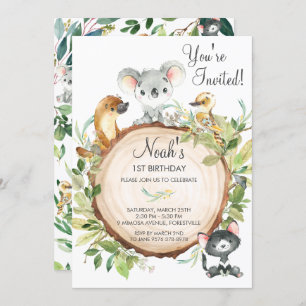 Invitation Australian Animaux mignonette Koala 1er anniversai