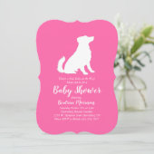 Invitation Australian Shepherd Chien Baby shower fille rose (Debout devant)