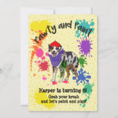 Invitation Australian Shepherd Dog Fun Art Anniversaire (Devant)