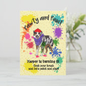 Invitation Australian Shepherd Dog Fun Art Anniversaire (Debout devant)