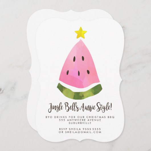 Invitation Australie Aussie Noël d'été Noël Noël Noël Fête du (Devant / Derrière)