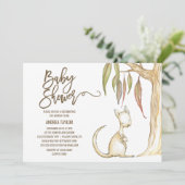 Invitation Australie Kangaroo & Joey Baby shower neutre (Debout devant)