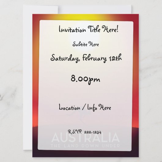 Invitation Australie " La terre en dessous " impression de va (Dos)
