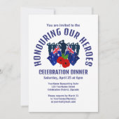 Invitation Australie Nouvelle-Zélande AC REMEMBRANCE Dîner (Devant)