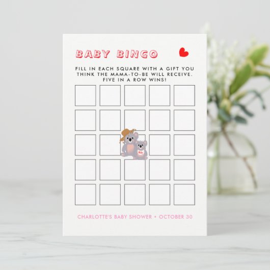 Invitation Australien Koala Bear mignonne Graphisme (Debout devant)