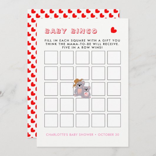 Invitation Australien Koala Bear mignonne Graphisme (Devant / Derrière)