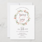 Invitation Australien Mariage rose et gris de couronne floral (Devant)