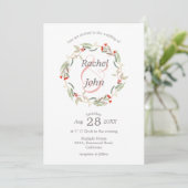 Invitation Australien Mariage rose et gris de couronne floral (Debout devant)