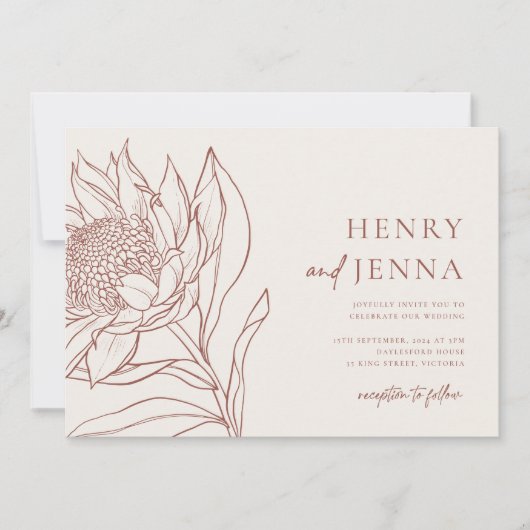 Invitation Australien Native Botanicals Waratah Protéa (Devant)