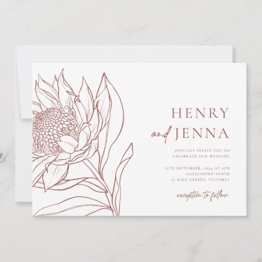 Invitation Australien Native Botanicals Waratah Protéa (Devant)