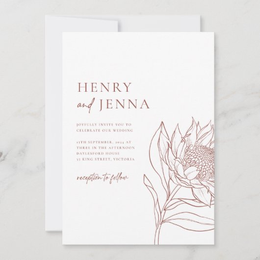 Invitation Australien Native Botanicals Waratah Protéa (Devant)